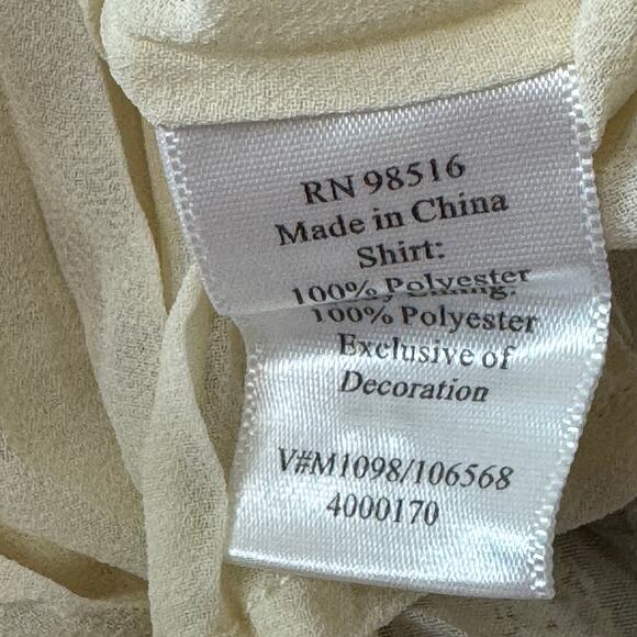 Coldwater Creek Womens Blouse Size XL Cream Bronze Metallic Earthy Button Front - Picture 6 of 11